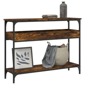 Mesa consola estante madera ingeniería roble humo 100x29x75 cm de , Mesas auxiliares - Ref: Foro24-837719, Precio: 58,90 €, D...