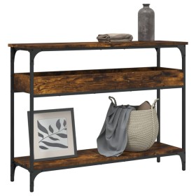 Mesa consola estante madera ingeniería roble humo 100x29x75 cm de , Mesas auxiliares - Ref: Foro24-837719, Precio: 59,62 €, D...