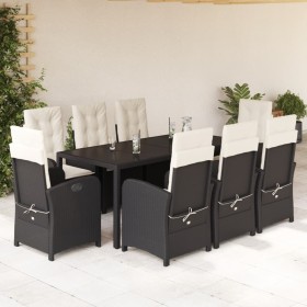 Set de comedor de jardín 9 pzas y cojines ratán sintético negro en Conjuntos de jardín | Comprar online en Foru.es