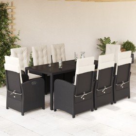 Set de comedor de jardín 9 pzas y cojines ratán sintético negro en Conjuntos de jardín | Comprar online en Foru.es