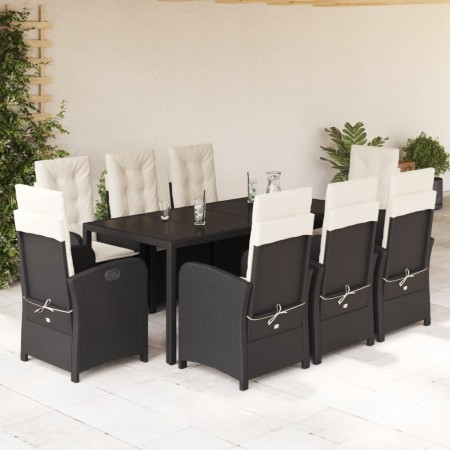 Set de comedor de jardín 9 pzas y cojines ratán sintético negro en Conjuntos de jardín | Comprar online en Foru.es