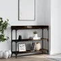 Konsolentisch mit Regalen aus geräucherter Eiche, 100 x 30 x 80 cm von , Seitentische - Ref: Foro24-837809, Preis: 53,01 €, R...