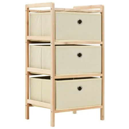 Estantería de almacenaje 3 cestas de tela madera de cedro beige de vidaXL, Taquillas y armarios de almacenamiento - Ref: Foro...