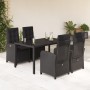 Set de muebles jardín 5 pzas con cojines ratán sintético negro en Conjuntos de jardín | Comprar online en Foru.es