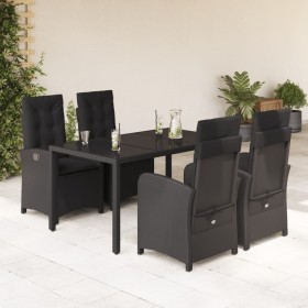 Set de muebles jardín 5 pzas con cojines ratán sintético negro en Conjuntos de jardín | Comprar online en Foru.es