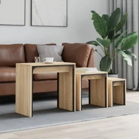 Mesas de centro apilables 3 pzas madera ingeniería roble Sonoma de , Mesas de centro - Ref: Foro24-837823, Precio: 47,18 €, D...