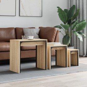 Mesas de centro apilables 3 pzas madera ingeniería roble Sonoma de , Mesas de centro - Ref: Foro24-837823, Precio: 47,47 €, D...