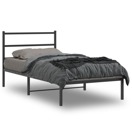 Estructura de cama con cabecero metal negro 100x190 cm de , Camas y somieres - Ref: Foro24-355359, Precio: 61,38 €, Descuento: %
