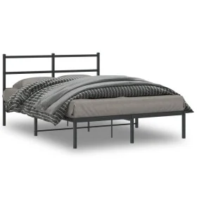 Bettgestell mit schwarzem Metallkopfteil 140x190 cm von , Betten und Lattenroste - Ref: Foro24-355365, Preis: 89,62 €, Rabatt: %