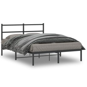 Estructura de cama con cabecero metal negro 140x190 cm de , Camas y somieres - Ref: Foro24-355365, Precio: 90,96 €, Descuento: %