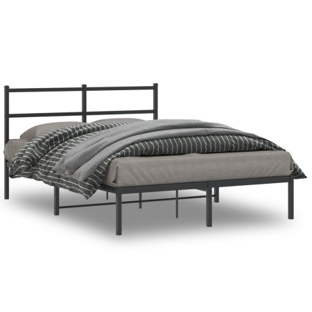 Estructura de cama con cabecero metal negro 140x190 cm de , Camas y somieres - Ref: Foro24-355365, Precio: 90,96 €, Descuento: %