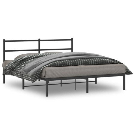 Estructura de cama con cabecero metal negro 150x200 cm de , Camas y somieres - Ref: Foro24-355367, Precio: 93,36 €, Descuento: %