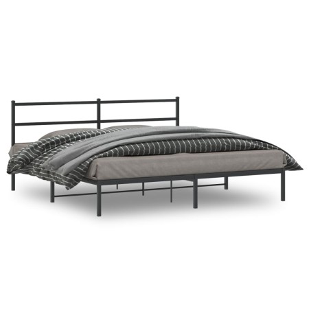 Estructura de cama con cabecero metal negro 193x203 cm de , Camas y somieres - Ref: Foro24-355371, Precio: 104,17 €, Descuent...