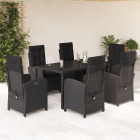 Set de comedor de jardín 7 pzas y cojines ratán sintético negro en Conjuntos de jardín | Comprar online en Foru.es