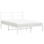 Estructura de cama de metal con cabecero blanca 140x190 cm de , Camas y somieres - Ref: Foro24-355414, Precio: 84,28 €, Descu...