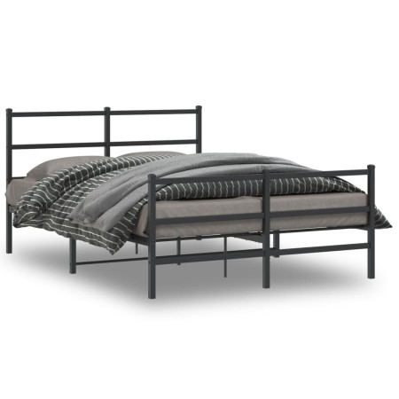 Estructura de cama con cabecero y estribo metal negro 140x200cm de , Camas y somieres - Ref: Foro24-355384, Precio: 94,84 €, ...