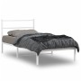 Estructura de cama de metal con cabecero blanco 100x200 cm de , Camas y somieres - Ref: Foro24-355409, Precio: 63,95 €, Descu...