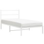 Estructura de cama de metal con cabecero blanco 100x200 cm de , Camas y somieres - Ref: Foro24-355409, Precio: 63,95 €, Descu...