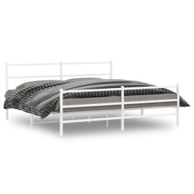 Estructura cama metal con cabecero y estribo blanco 183x213 cm de , Camas y somieres - Ref: Foro24-355437, Precio: 101,92 €, ...