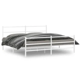 Estructura cama metal con cabecero y estribo blanco 183x213 cm de , Camas y somieres - Ref: Foro24-355437, Precio: 100,61 €, ...