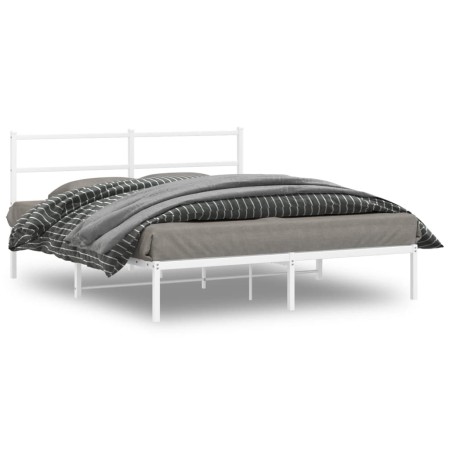 Estructura de cama de metal con cabecero blanca 150x200 cm de , Camas y somieres - Ref: Foro24-355416, Precio: 90,01 €, Descu...