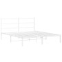 Estructura de cama de metal con cabecero blanca 150x200 cm de , Camas y somieres - Ref: Foro24-355416, Precio: 90,01 €, Descu...