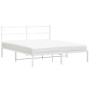Estructura de cama de metal con cabecero blanca 150x200 cm de , Camas y somieres - Ref: Foro24-355416, Precio: 90,01 €, Descu...