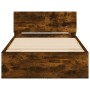 Cama con cabecero madera de ingeniería roble ahumado 100x200 cm de , Camas y somieres - Ref: Foro24-838621, Precio: 197,46 €,...