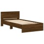 Cama con cabecero madera de ingeniería marrón roble 100x200 cm de , Camas y somieres - Ref: Foro24-838623, Precio: 179,32 €, ...