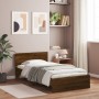 Cama con cabecero madera de ingeniería marrón roble 100x200 cm de , Camas y somieres - Ref: Foro24-838623, Precio: 179,32 €, ...