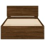 Cama con cabecero madera de ingeniería marrón roble 100x200 cm de , Camas y somieres - Ref: Foro24-838623, Precio: 179,32 €, ...