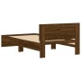 Cama con cabecero madera de ingeniería marrón roble 100x200 cm de , Camas y somieres - Ref: Foro24-838623, Precio: 179,32 €, ...