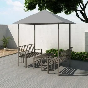 Quiosco jardín con mesa y bancos gris antracita 2,5x1,5x2,4 cm de vidaXL, Carpas y cenadores - Ref: Foro24-44755, Precio: 304...