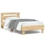 Estructura de cama cabecero luces LED roble Sonoma 90x190 cm de , Camas y somieres - Ref: Foro24-838745, Precio: 87,11 €, Des...
