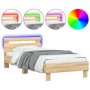 Estructura de cama cabecero luces LED roble Sonoma 90x190 cm de , Camas y somieres - Ref: Foro24-838745, Precio: 91,48 €, Des...