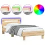 Estructura de cama cabecero luces LED roble Sonoma 90x190 cm de , Camas y somieres - Ref: Foro24-838745, Precio: 87,11 €, Des...