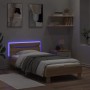 Estructura de cama cabecero luces LED roble Sonoma 90x190 cm de , Camas y somieres - Ref: Foro24-838745, Precio: 91,48 €, Des...