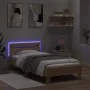 Estructura de cama cabecero luces LED roble Sonoma 90x190 cm de , Camas y somieres - Ref: Foro24-838745, Precio: 87,11 €, Des...