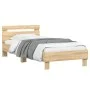 Estructura de cama cabecero luces LED roble Sonoma 90x190 cm de , Camas y somieres - Ref: Foro24-838745, Precio: 87,11 €, Des...