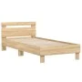 Estructura de cama cabecero luces LED roble Sonoma 90x190 cm de , Camas y somieres - Ref: Foro24-838745, Precio: 87,11 €, Des...