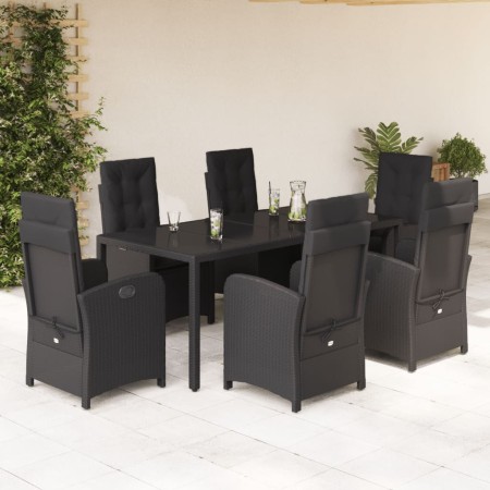Set de comedor de jardín 7 pzas y cojines ratán sintético negro en Conjuntos de jardín | Comprar online en Foru.es
