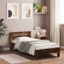 Estructura de cama cabecero luces LED roble ahumado 90x190 cm de , Camas y somieres - Ref: Foro24-838747, Precio: 87,11 €, De...