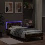 Estructura de cama cabecero luces LED roble ahumado 90x190 cm de , Camas y somieres - Ref: Foro24-838747, Precio: 88,73 €, De...