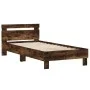 Estructura de cama cabecero luces LED roble ahumado 90x190 cm de , Camas y somieres - Ref: Foro24-838747, Precio: 87,11 €, De...