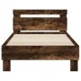 Estructura de cama cabecero luces LED roble ahumado 90x190 cm de , Camas y somieres - Ref: Foro24-838747, Precio: 87,11 €, De...