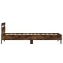 Estructura de cama cabecero luces LED roble ahumado 90x190 cm de , Camas y somieres - Ref: Foro24-838747, Precio: 88,73 €, De...