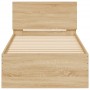 Estructura de cama cabecero luces LED roble Sonoma 90x200 cm de , Camas y somieres - Ref: Foro24-838808, Precio: 116,00 €, De...
