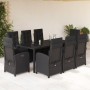 Set de comedor de jardín 9 pzas y cojines ratán sintético negro en Conjuntos de jardín | Comprar online en Foru.es