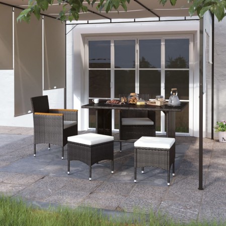 Juego de sillas y taburetes jardín 4 pzas ratán sintético negro de , Sillas de jardín - Ref: Foro24-310614, Precio: 202,29 €,...