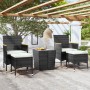 Mesa sillas jardín 5 pzas ratán sintético vidrio templado negro de , Conjuntos de jardín - Ref: Foro24-3058374, Precio: 255,8...